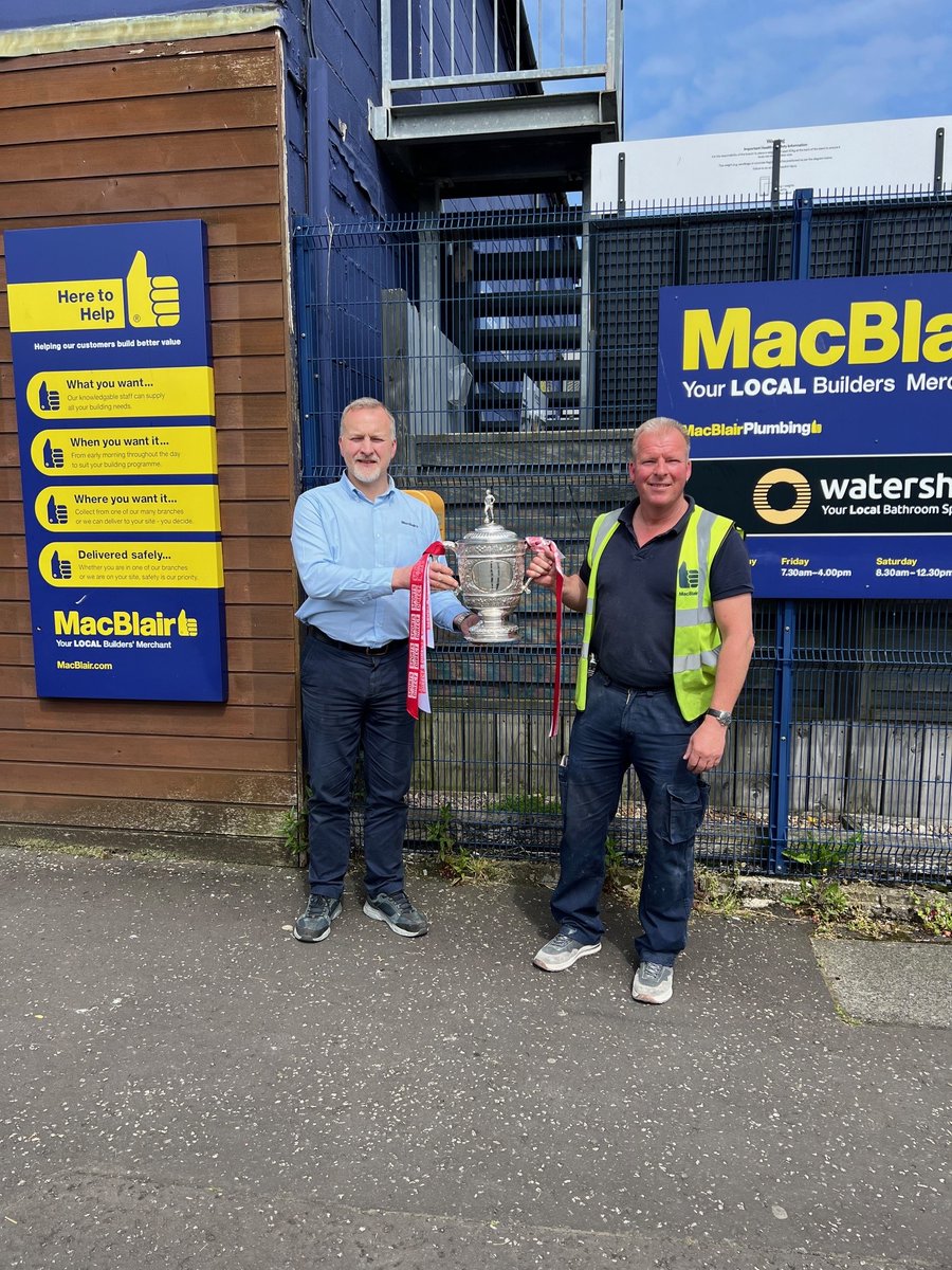 MacBlair Larne were delighted to receive a visit from League champions Larne FC with the League cup 📷 Congratulations📷 #Localsponsorship #champions