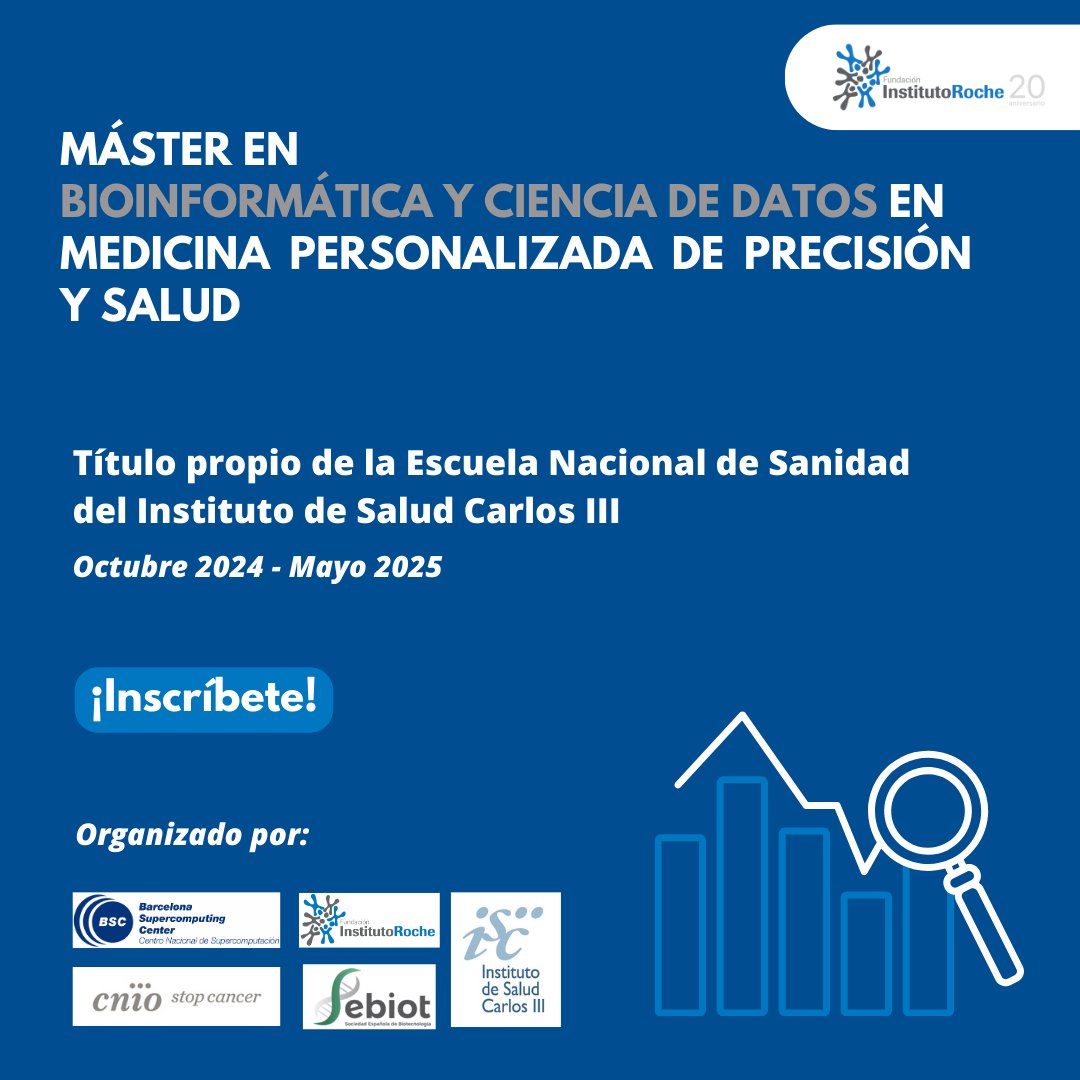 📢Inscripciones abiertas | Máster en #Bioinformática y #CienciadeDatos en Medicina Personalizada de Precisión y salud 🎓Para profesionales con interés en biología molecular, biomedicina e ingeniería informática aplicadas al ámbito clínico y sanitario 👉masterbioinformatica.com