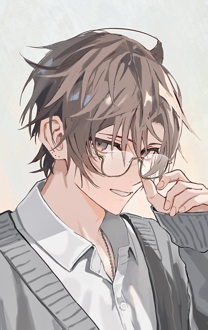 「男の子 眼鏡に手」のTwitter画像/イラスト(新着)