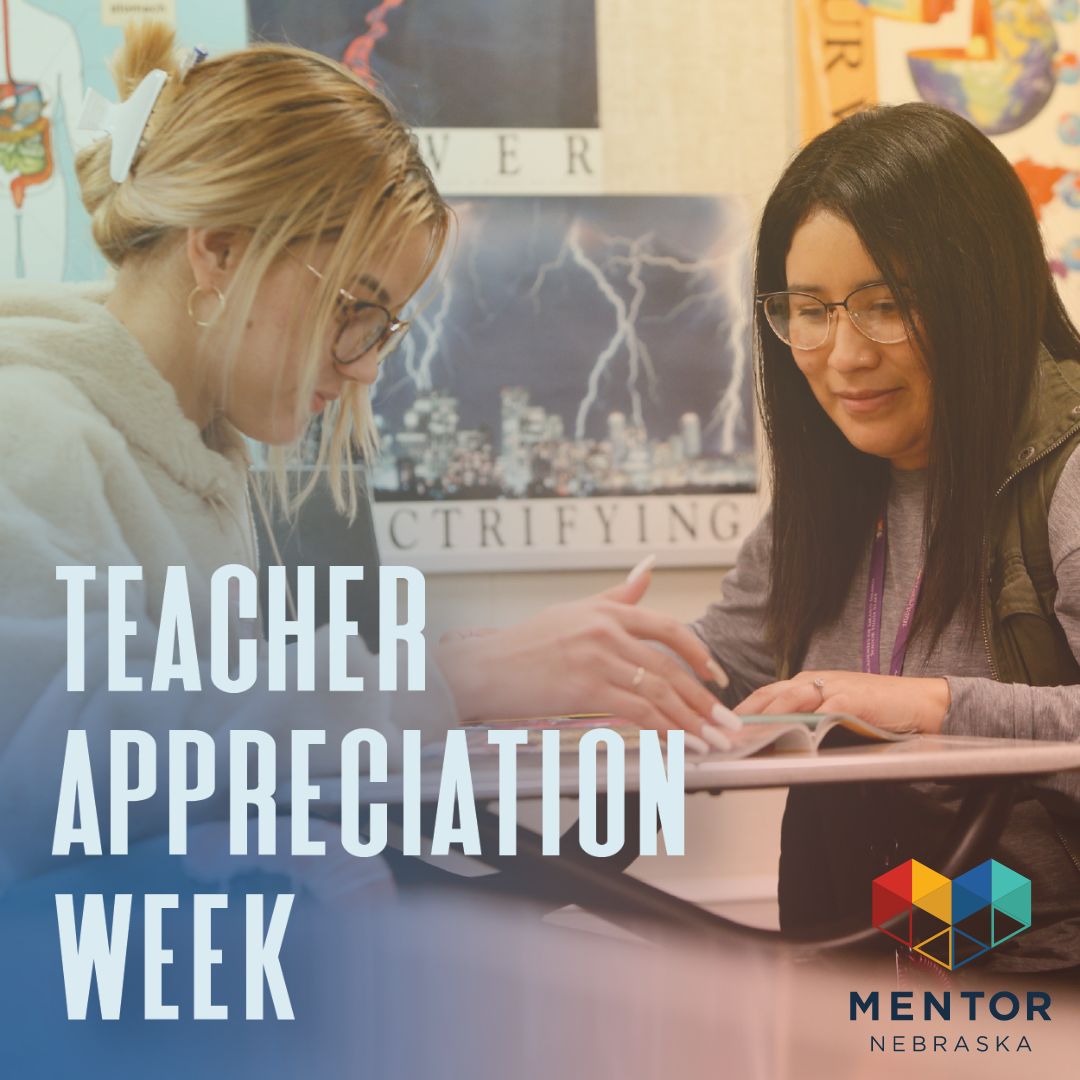 It's #TeacherAppreciationWeek! 🍎📚 Join us in extending a huge THANK YOU to the educators who are #mentoring through the Success Mentors program in @OmahaPubSchool and @MillardPS, and the STRIVE program in @LPSorg. #MENTORNebaska