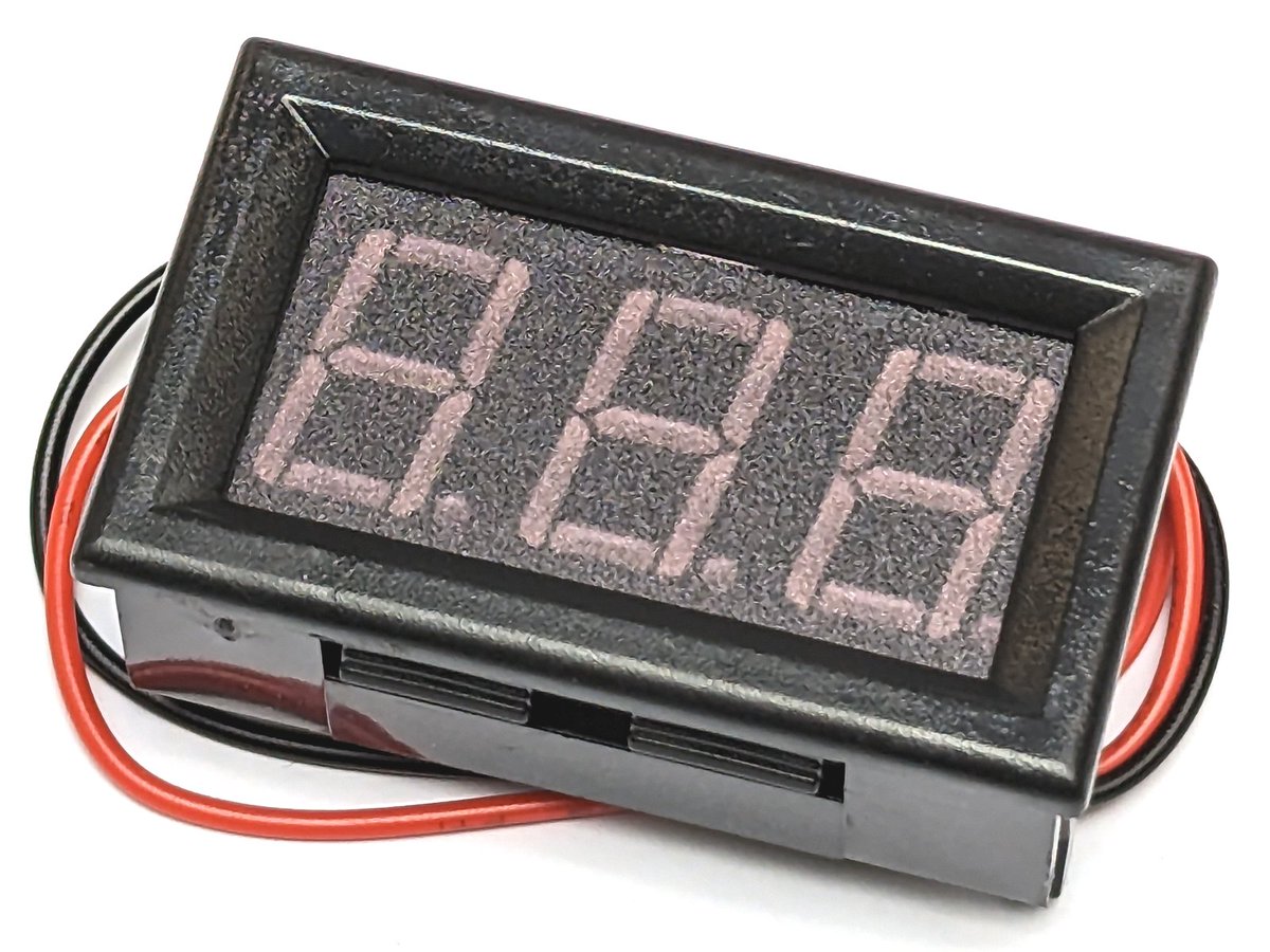 DC Voltmeter Panel Mount 0.56 inch LED 4.5-30V, only CAD 4.90
Learn more: universal-solder.ca/dc-voltmeter-p…
Thank you for making us Canada's favorite supplier for hobby electronics since 2016. 

#electronicsprojects #electronicslovers #electronicshop #arduinoproject #iottechnology #stem...