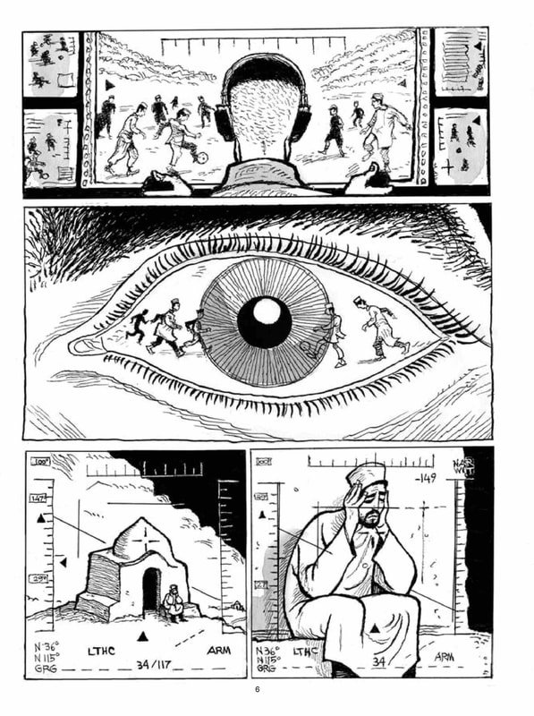 DRONE CULTURES: ​Pratap Chatterjee and Khalil Bendib, 'Verax: The True History of Whistleblowers, Drone Warfare, and Mass Surveillance', 2017. Graphic novel. dld.bz/haCfE #dronething #dronevision #droneshadow