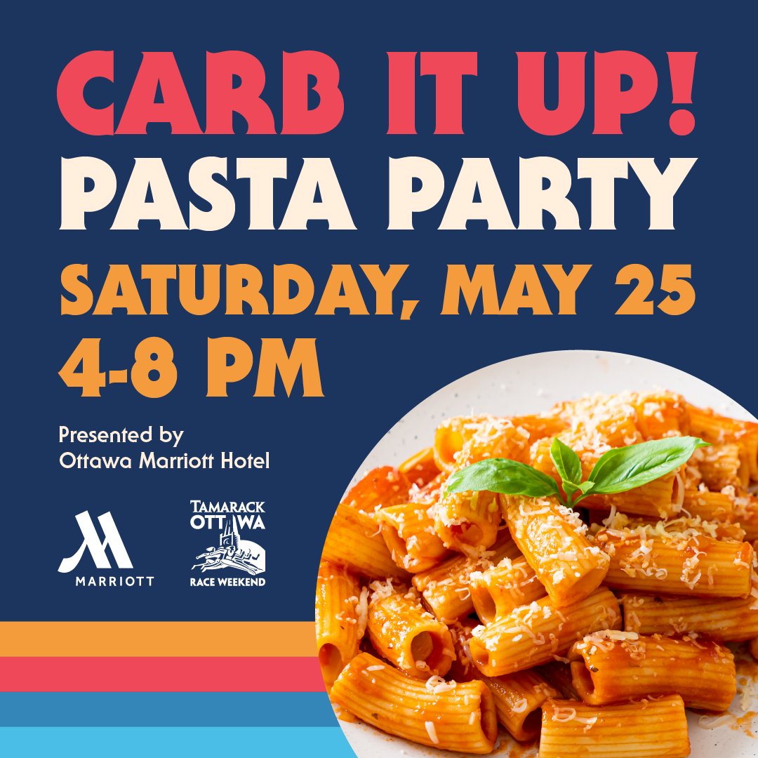 It’s the return of the @OttawaRaceWknd pre-race pasta dinner! In collaboration with the @OttawaMarriott Saturday’s pasta buffet will provide you with slow-burning complex carbs to use on Sunday morning. Register now! raceroster.com/events/2024/87…