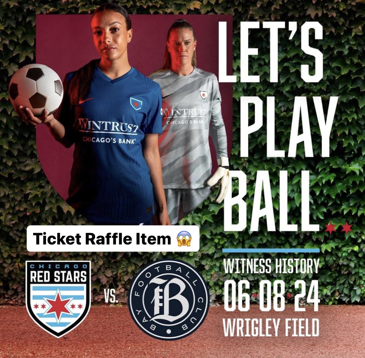 This will be a HOT item and open to anyone to bid on in our online silent auction. Tickets will be in section 107. Doors open at 5. Thank you @chicagoredstars!
