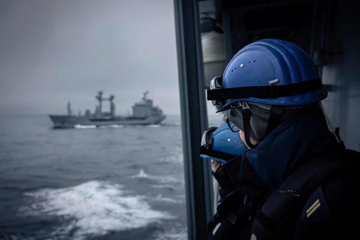 Exercise #DynamicMongoose24 continues. NATO Allies continue to work together demonstrating their anti-submarine warfare prowess. Here you can see FGS Rhön leading a Replenishment at Sea, enabling NATO's Maritime Forces to stay at sea on task. #StrongerTogether #WeAreNATO
