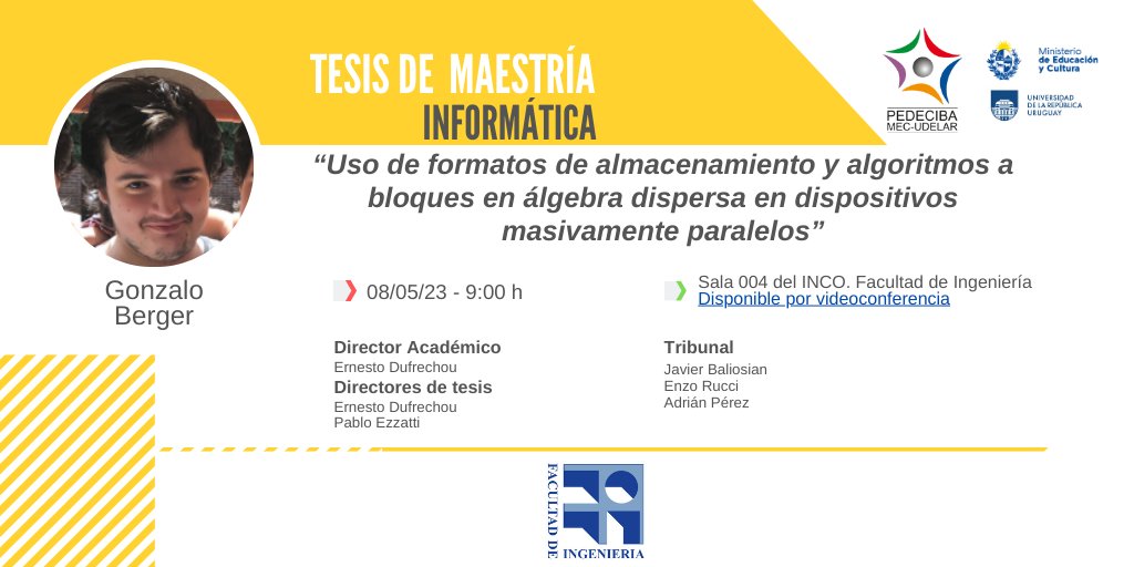 Defensa de tesis de Maestría del estudiante PEDECIBA Gonzalo Berger
Miércoles 08/05 a las 09:00hs
Sala 004, Instituto de Computación
FING

Si la investigación continúa, la ciencia avanza y la sociedad toda se beneficia
#SomosPEDECIBA apoyando el Desarrollo de las #CienciasBásicas