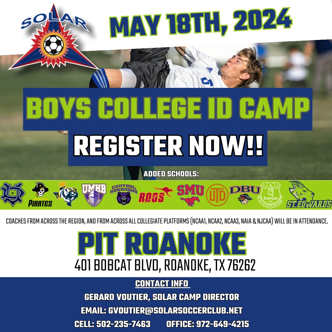 Register now for our Boys ID Camp! More schools have been added! solarsoccerclub.net/boys-college-i…