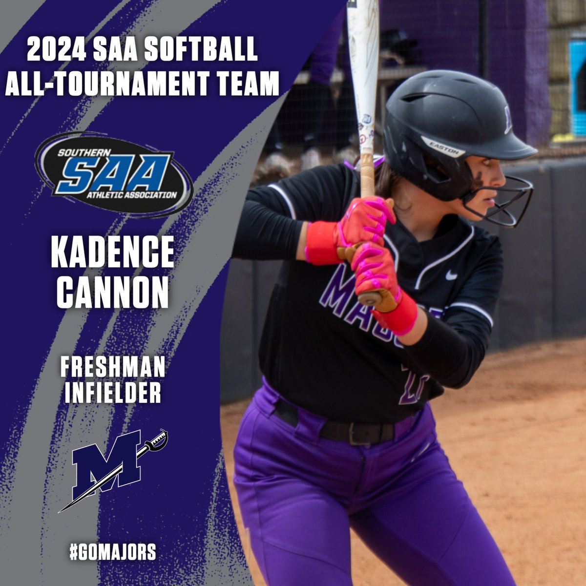 Congratulations to Kadence Cannon on being named to the 2024 SAA Softball All-Tournament Team! 💪🙌

#GoMajors