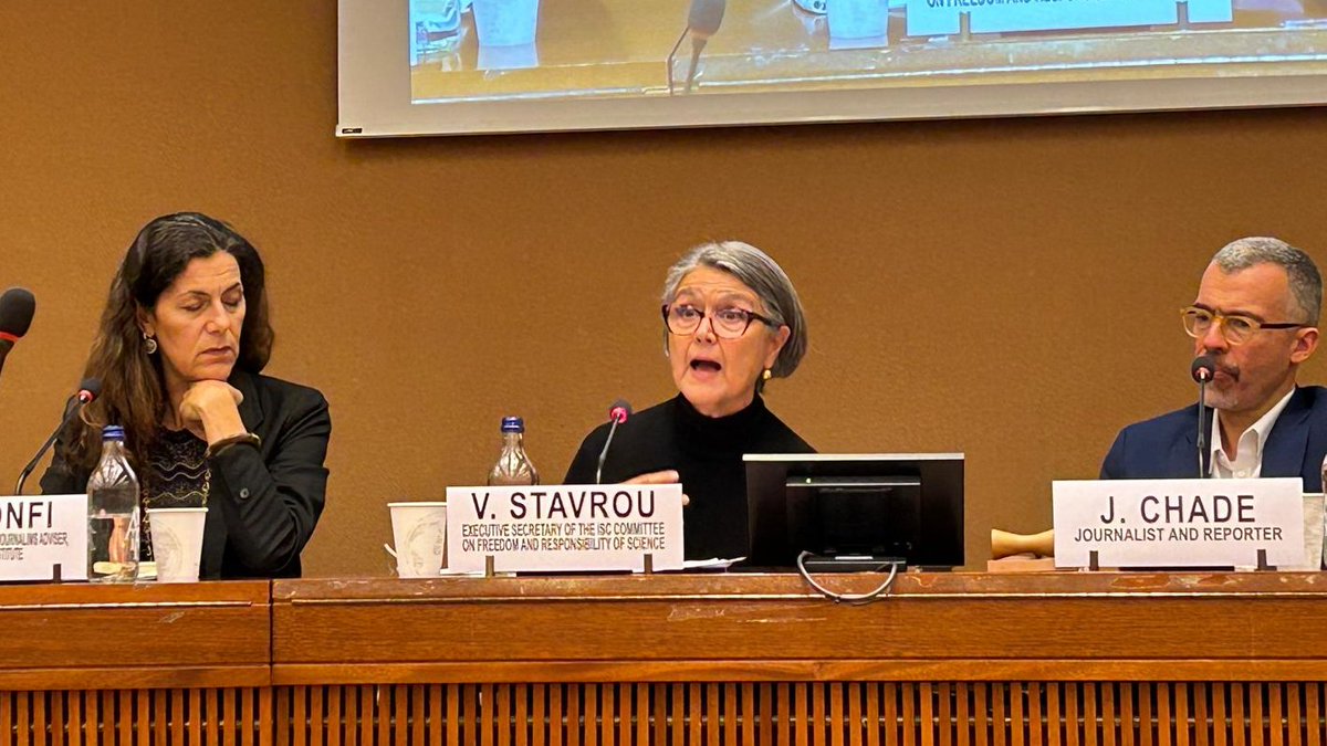 GENeva Environment Network (@genetwork) on Twitter photo <a href="/UNEP_Europe/">UN Environment Programme (UNEP) Europe 🌱</a> <a href="/UnescoGeneva/">UNESCOGeneva</a> <a href="/UNHumanRights/">UN Human Rights</a> <a href="/UNGeneva/">United Nations Geneva</a> <a href="/ChileONUGinebra/">Chile 🇨🇱 en Ginebra</a> <a href="/AustriaUNGeneva/">Austria UN Geneva</a> <a href="/genevapressclub/">Geneva Press Club</a> <a href="/UN_HRC/">UN Human Rights Council</a> <a href="/PGC_of_UNESCO/">President of the General Conference of UNESCO</a> <a href="/UN_Valovaya/">Tatiana Valovaya, Director-General of UN Geneva</a> <a href="/ONUGeneve/">ONU Genève</a> <a href="/Cfuentesjulio/">Claudia Fuentes Julio</a> <a href="/thioyeziz/">Abdoul Aziz thioye</a> <a href="/OHCHRPartners/">UN Human Rights Partners</a> <a href="/Morocco_UNOG/">Permanent Mission of Morocco to the UNOG</a> <a href="/UN_SPExperts/">UN Special Procedures</a> <a href="/UPRinfo/">UPR Info</a> <a href="/UNESCO/">UNESCO 🏛️ #Education #Sciences #Culture 🇺🇳</a> <a href="/SMiculescu/">Simona-Mirela Miculescu</a> <a href="/IsaFalconnier/">Isabelle Falconnier</a> <a href="/Internews/">Internews</a> <a href="/MeeraSelva1/">Meera Selva</a> <a href="/FondHirondelle/">Fondation Hirondelle</a> <a href="/uniofguyana/">University of Guyana - OFFICIAL</a> <a href="/RVillaine/">Renaud de Villaine</a> <a href="/ISC/">International Science Council</a> <a href="/globalfreemedia/">IPI - The Global Network for Independent Media</a> <a href="/JamilChade/">Jamil Chade</a> "Scientists & journalists are shut down for the same reason: shut down curiosity & information."
Vivi Stavrou of <a href="/ISC/">International Science Council</a> stresses the scientific community should raise the alarm and enter into strategic alliances to defend the #Right2Science & access to information. <a href="/UNEP_Europe/">UN Environment Programme (UNEP) Europe 🌱</a> <a href="/UnescoGeneva/">UNESCOGeneva</a> <a href="/UNHumanRights/">UN Human Rights</a> <a href="/UNGeneva/">United Nations Geneva</a> <a href="/ChileONUGinebra/">Chile 🇨🇱 en Ginebra</a> <a href="/AustriaUNGeneva/">Austria UN Geneva</a> <a href="/genevapressclub/">Geneva Press Club</a> <a href="/UN_HRC/">UN Human Rights Council</a> <a href="/PGC_of_UNESCO/">President of the General Conference of UNESCO</a> <a href="/UN_Valovaya/">Tatiana Valovaya, Director-General of UN Geneva</a> <a href="/ONUGeneve/">ONU Genève</a> <a href="/Cfuentesjulio/">Claudia Fuentes Julio</a> <a href="/thioyeziz/">Abdoul Aziz thioye</a> <a href="/OHCHRPartners/">UN Human Rights Partners</a> <a href="/Morocco_UNOG/">Permanent Mission of Morocco to the UNOG</a> <a href="/UN_SPExperts/">UN Special Procedures</a> <a href="/UPRinfo/">UPR Info</a> <a href="/UNESCO/">UNESCO 🏛️ #Education #Sciences #Culture 🇺🇳</a> <a href="/SMiculescu/">Simona-Mirela Miculescu</a> <a href="/IsaFalconnier/">Isabelle Falconnier</a> <a href="/Internews/">Internews</a> <a href="/MeeraSelva1/">Meera Selva</a> <a href="/FondHirondelle/">Fondation Hirondelle</a> <a href="/uniofguyana/">University of Guyana - OFFICIAL</a> <a href="/RVillaine/">Renaud de Villaine</a> <a href="/ISC/">International Science Council</a> <a href="/globalfreemedia/">IPI - The Global Network for Independent Media</a> <a href="/JamilChade/">Jamil Chade</a> "Scientists & journalists are shut down for the same reason: shut down curiosity & information."
Vivi Stavrou of <a href="/ISC/">International Science Council</a> stresses the scientific community should raise the alarm and enter into strategic alliances to defend the #Right2Science & access to information.