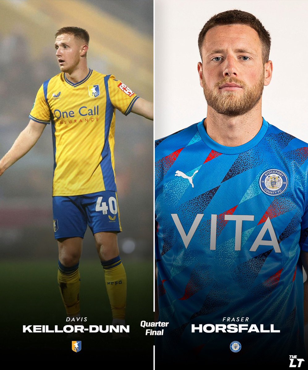 The League Two FANS Player Of The Season Quarter Final 2 Sponsored by @FootLeagueStore 👏 Davis Keillor-Dunn - Mansfield Town 🦌 Fraser Horsfall - Stockport County 🔵 Vote in the poll below 👇 #Stags #StockportCounty