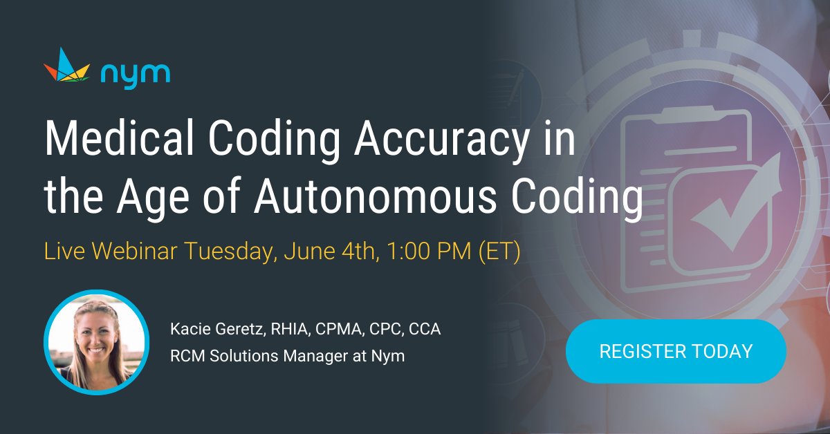 What is medical coding accuracy? How do you measure it? How is it defined?

Join Nym’s upcoming #webinar to learn more about the changing state of coding accuracy and best practices for ensuring accuracy with autonomous coding.

Register today: nymhealth.zoom.us/webinar/regist…