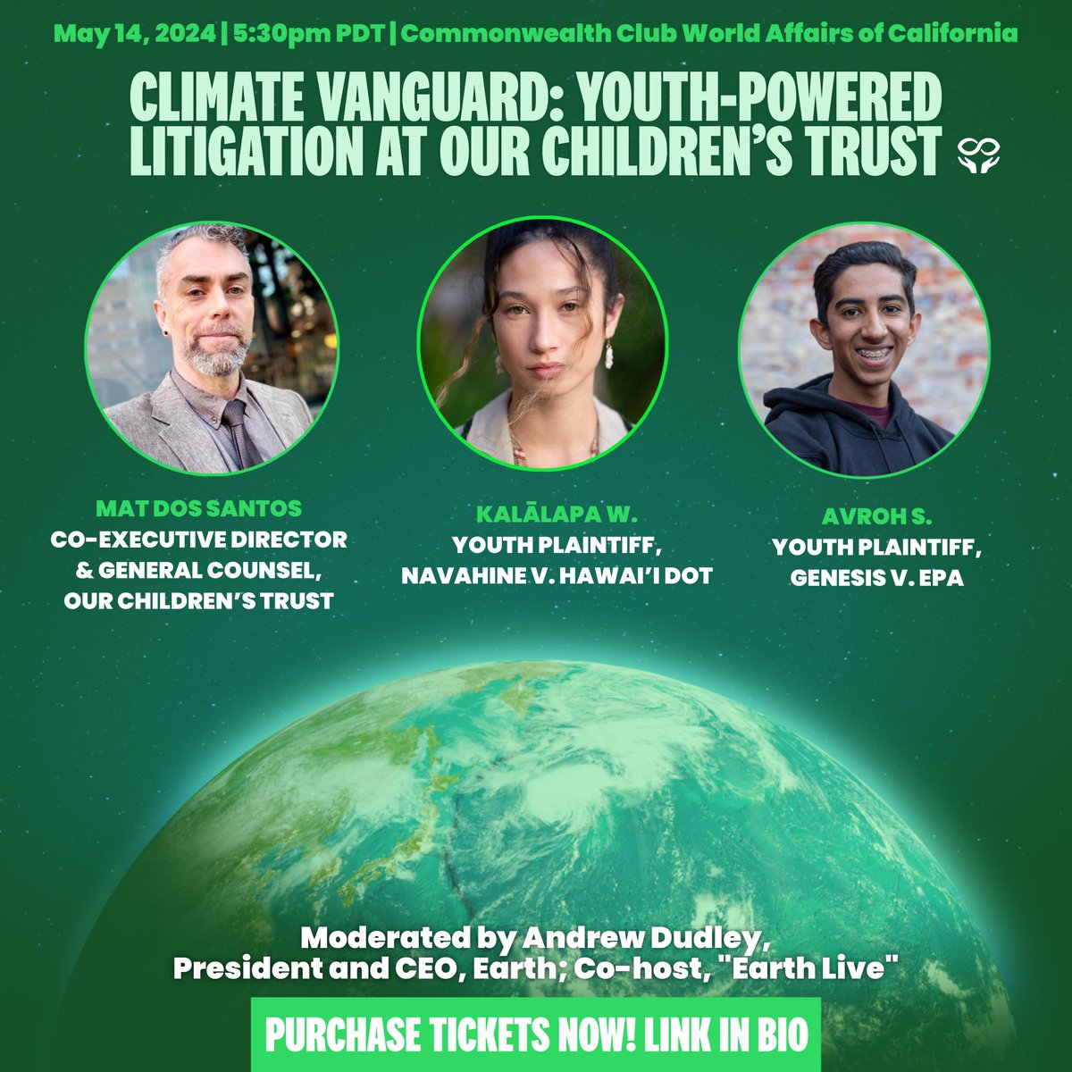 Save the date for this upcoming event hosted by @cwclub! Mat dos Santos, our Co-Executive Director & General Counsel, and youth plaintiffs Kalālapa and Avroh will dive into the various groundbreaking youth-led climate cases brought by OCT. Tickets:bit.ly/3UNWxqW