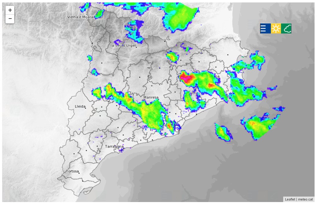 #Precipitacions que venen de la meitat Nord de #Catalunya a punt d'arribar al #Campdetarragona

meteo.cat   Imatge del #radar de les 18:06 del 7/5/2024

Per cert quina #tempesta a #Osona !!!!
#meteo #prediccio #pluja #sequera
