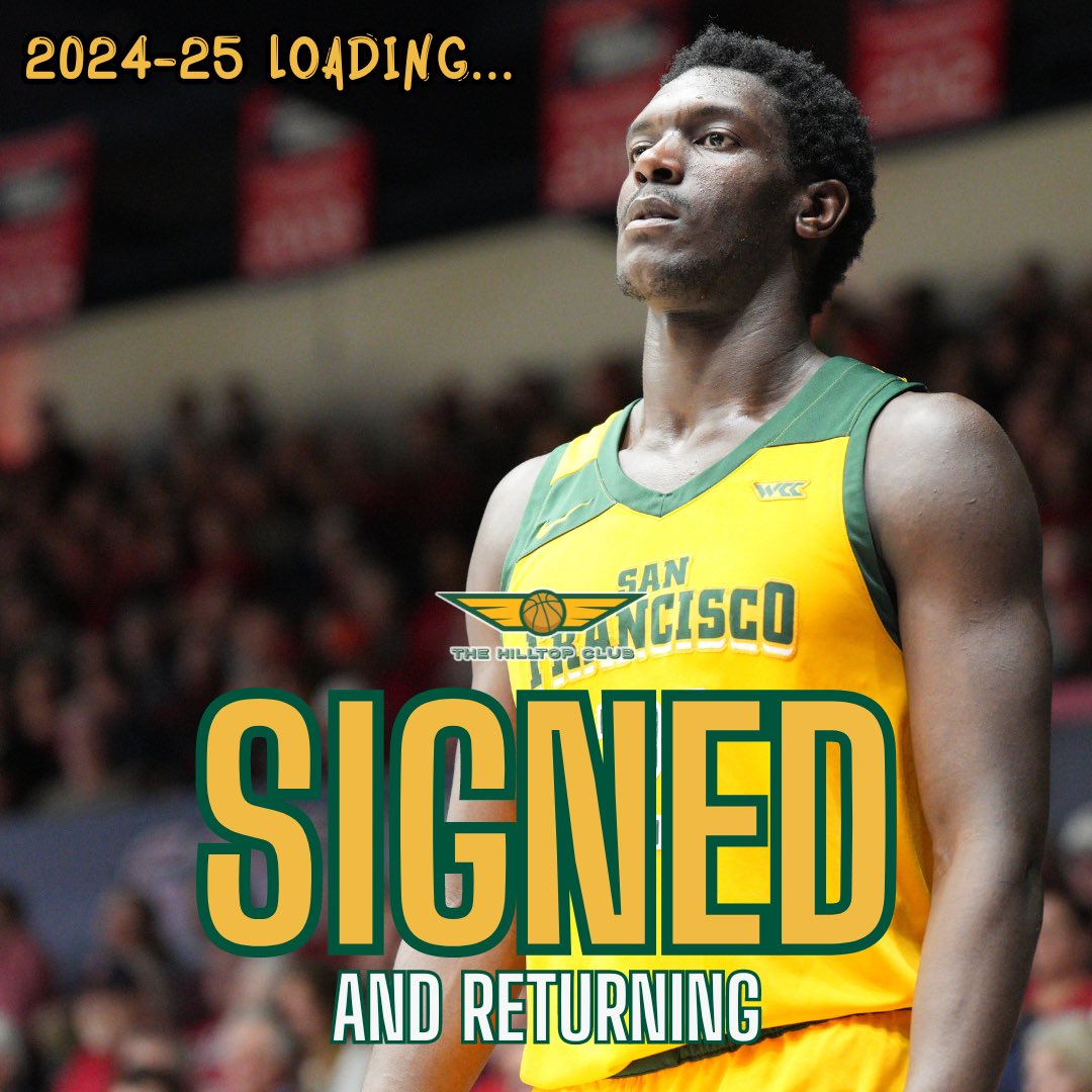 The Hilltop Club is chuffed to announce the official return of our partner Ndewedo Newbury to <a href="/USFDonsMBB/">San Francisco Men's Basketball</a> for his final season of eligibility! 🏀 Chips is a monster on the court (9.4/3.7/1.7 on 26 min/game last season) and a gentleman off it! Another big season incoming for