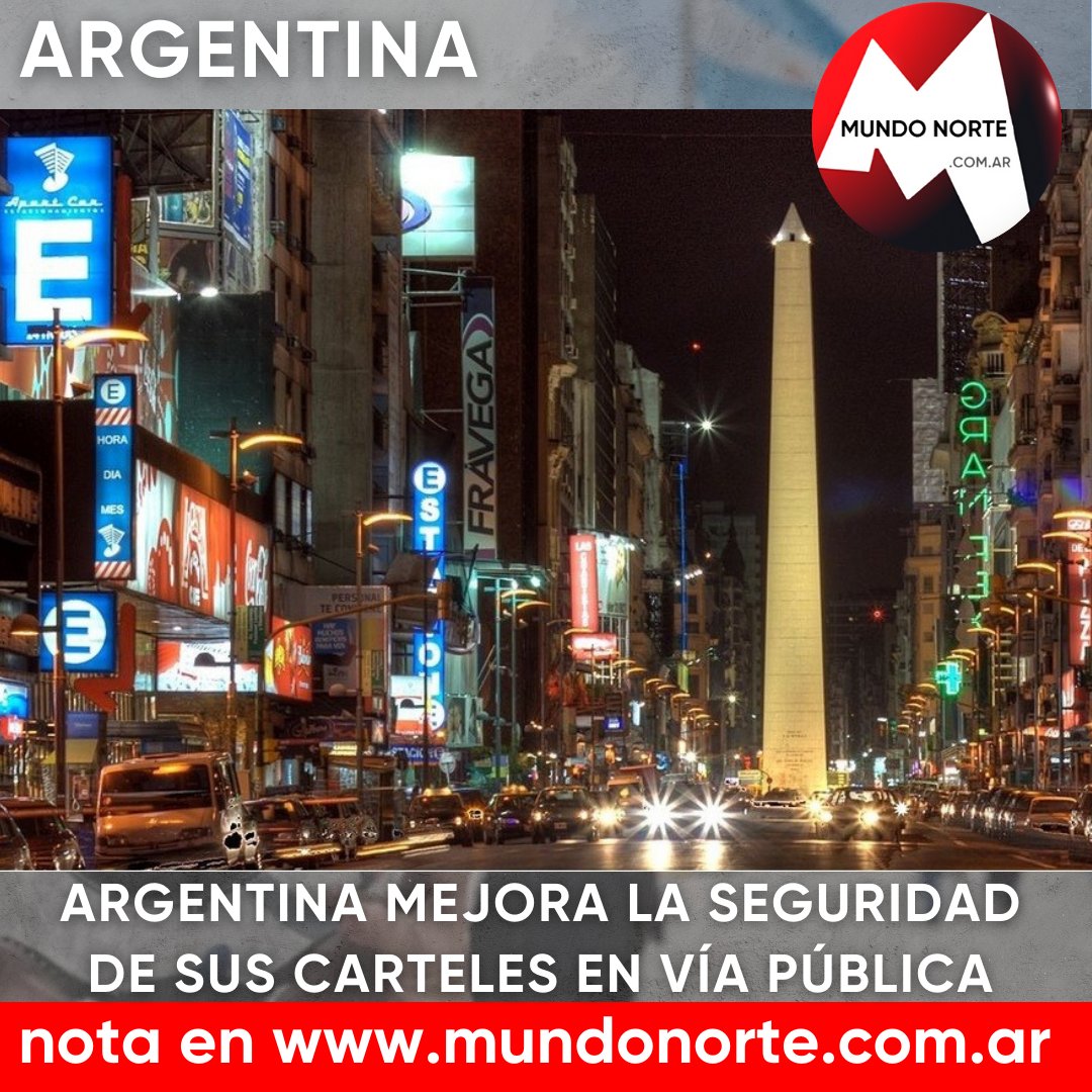 ARGENTINA MEJORA LA SEGURIDAD DE SUS CARTELES EN VÍA PÚBLICA
mundonorte.com.ar/2024/05/argent…

#argentina #seguridad #carteles #víapública #cail #mundonorte