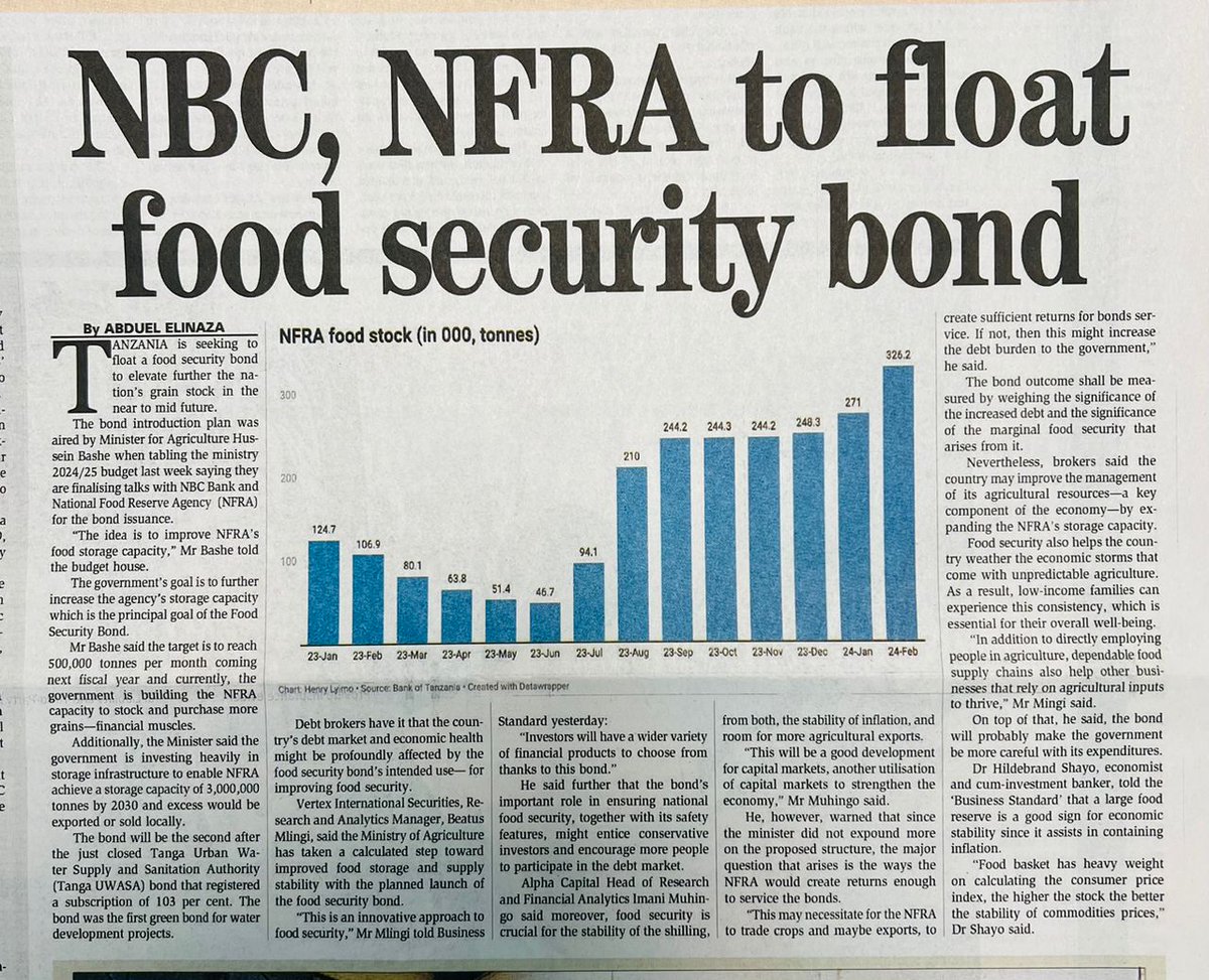 Are you ready for Food security bond? #CapitalMarkets🇹🇿