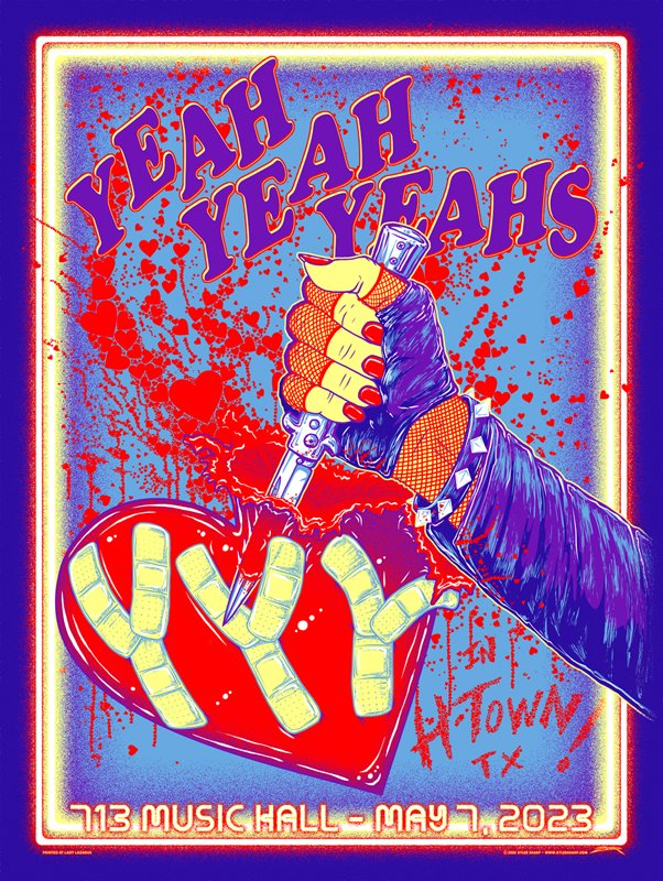The VIP poster I did for the Yeah Yeah Yeahs when they played Houston is a year old, today! Apparently, my website bumped my listing off & I never caught the glitch! Posting and sharing again! Link> kylersharp.com/product/yeah-y…… < #YeahYeahYeahs #RockNRollPoster #ScreenPrintedPoster