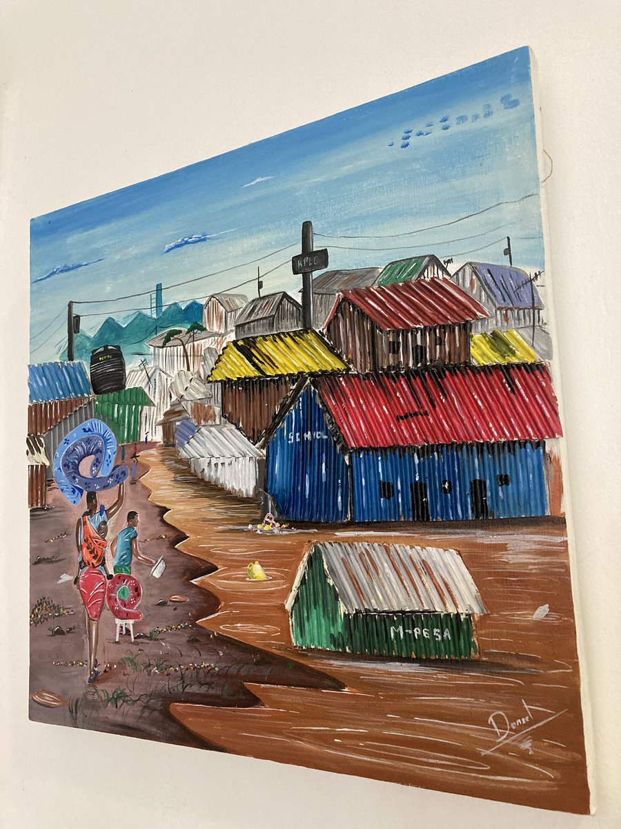 'The Rising Waters' , by @denzel_artivist is an artwork that shows flooded homes due to #ClimateChange. It captures the struggles of the most vulnerable, especially women and children, amidst these crises. It's a touching piece that urges us to take #ClimateActionNow