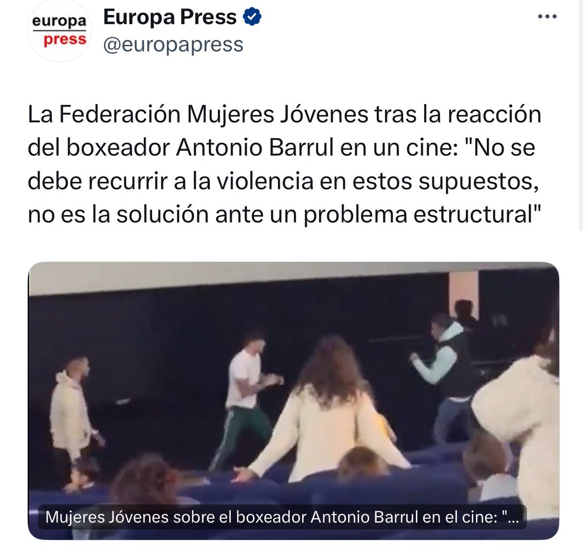 Según las feministas recurrir a la violencia para para la violencia contra una mujer no está justificado. Si algún día veo a alguien violando a una mujer me quedaré mirando mientras llega la policía.