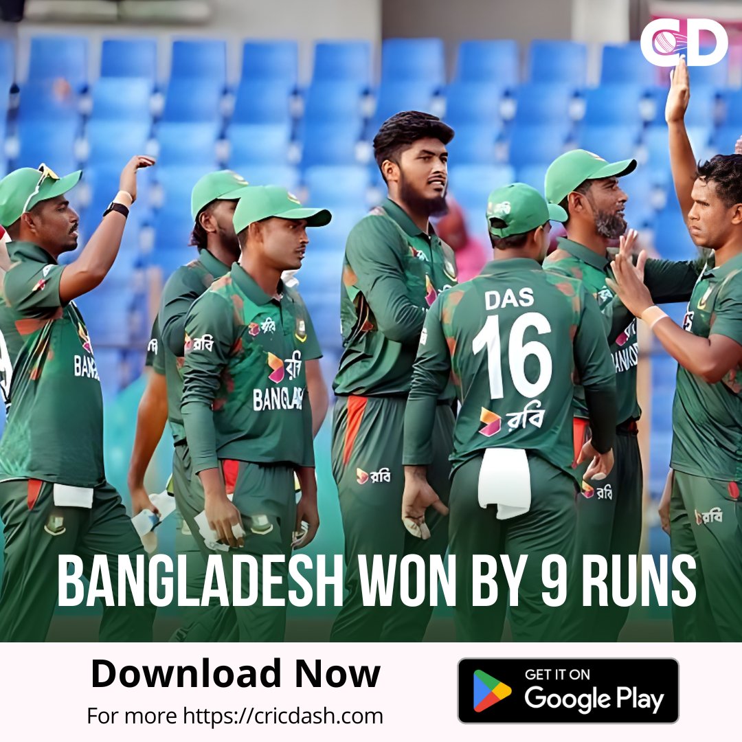 Bangladesh emerges victorious with a 9-run win over Zimbabwe! 🏏🇧🇩

#bangladeshcricket #winningstreak #bangladeshvszimbabwe #cricdash

📷 bangladeshtigers