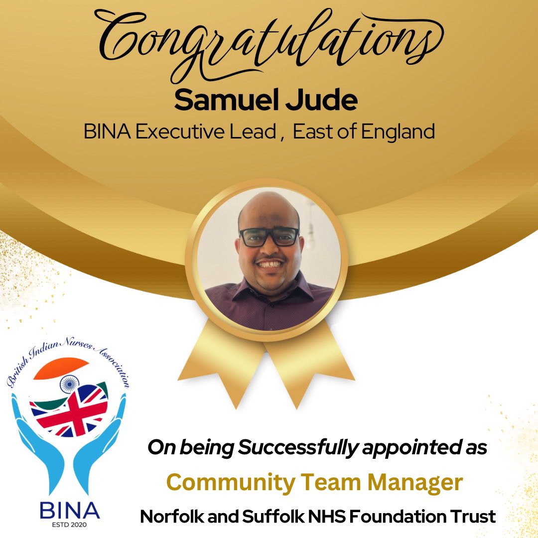 Congratulations to our @SamGJude BINA Exec lead for East of England on Succesfully being appointed to Community Team Manager role in @NSFTtweets Well done Sam. We are proud of you
