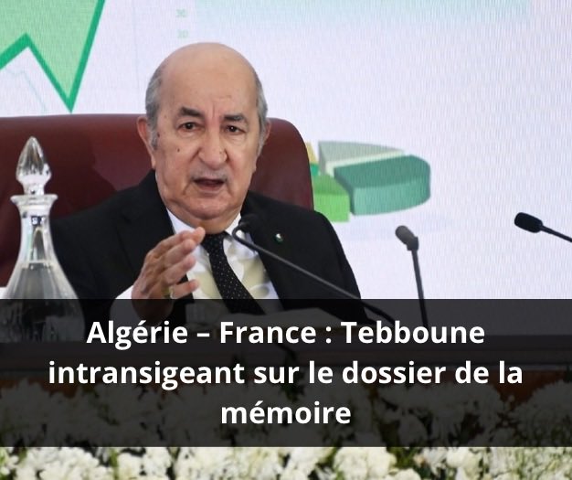 Le président Tebboune s’est exprimé ce mardi sur le dossier de la mémoire de la colonisation qui empoisonne les relations entre l’Algérie et la France. ▶️Lire l’article complet : google.com/amp/s/www.tsa-…