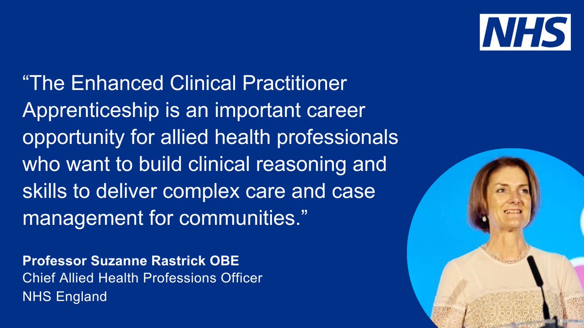 🎉 Exciting news for our AHP workforce! Today, we launched 10 AHP Enhanced Practice Apprenticeship Schemas! Find out more: ow.ly/nf8m50RyEj2 @SuzanneRastrick @BeverleyHarden #AHPDeliver #EnhancedPractice #NHSLTWP #NHS