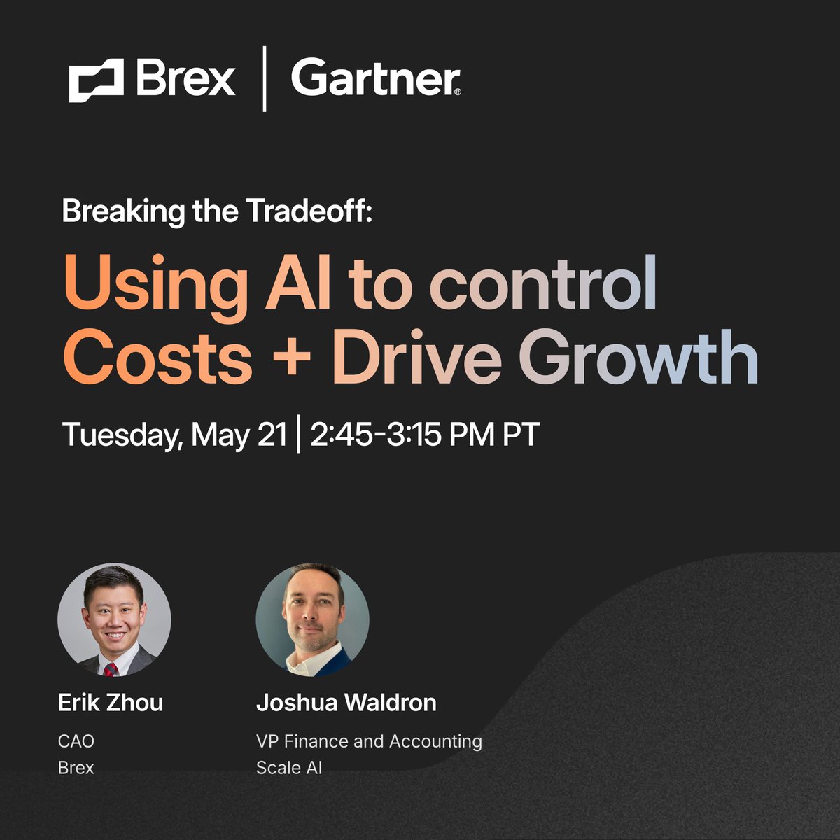 This year's @Gartner_inc CFO Conference is right around the corner, and our CAO, Erik Zhou, will be there to discuss the ways #GenerativeAI is an invaluable ally to today's finance teams. Join his session on May 21st with @scale_AI's VP of Finance & Accounting, Joshua Waldron,