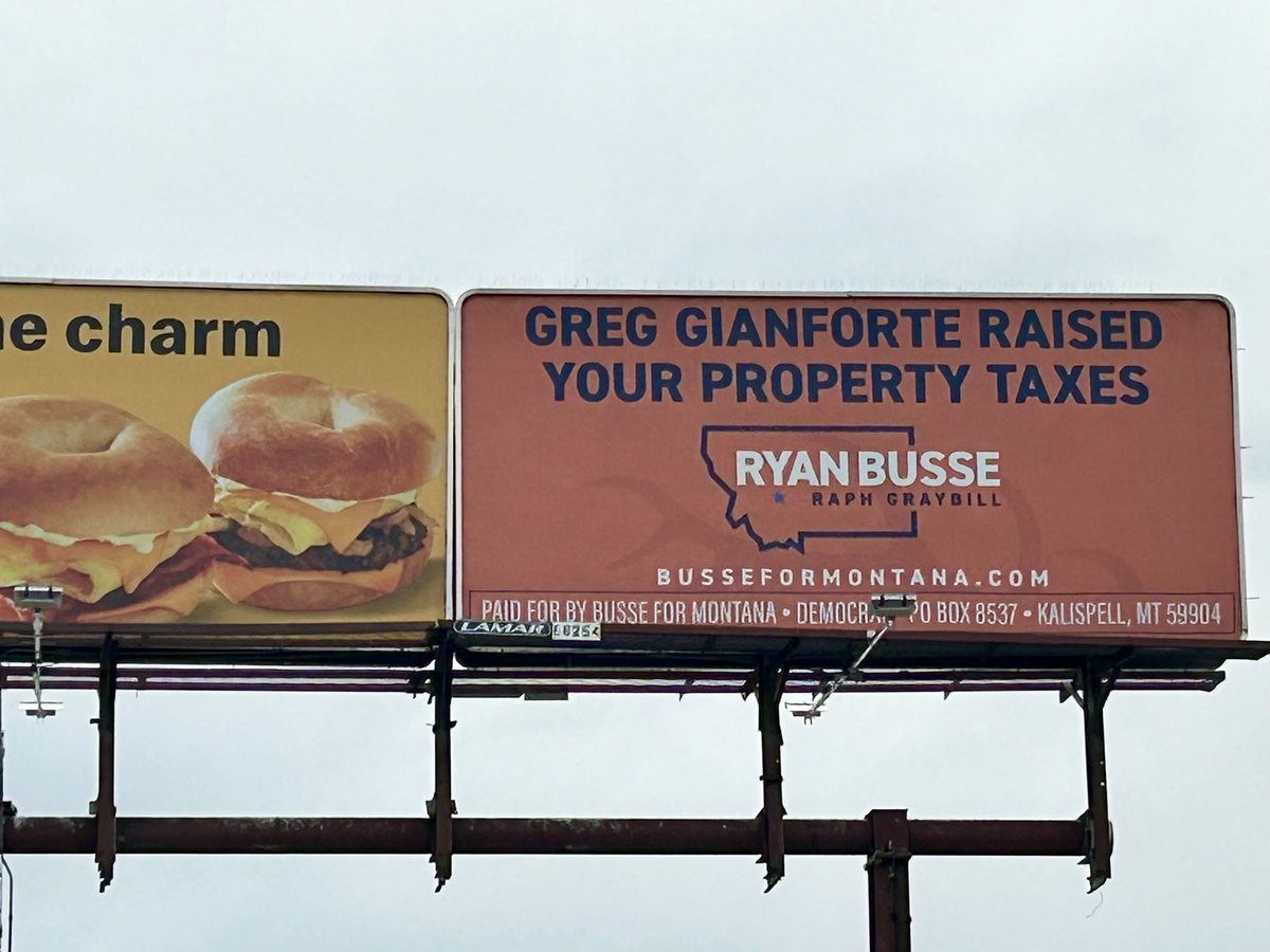 Now there’s a good breakfast message: Egg Sandwich and a big ol glass of “greg gianforte raised your property taxes”