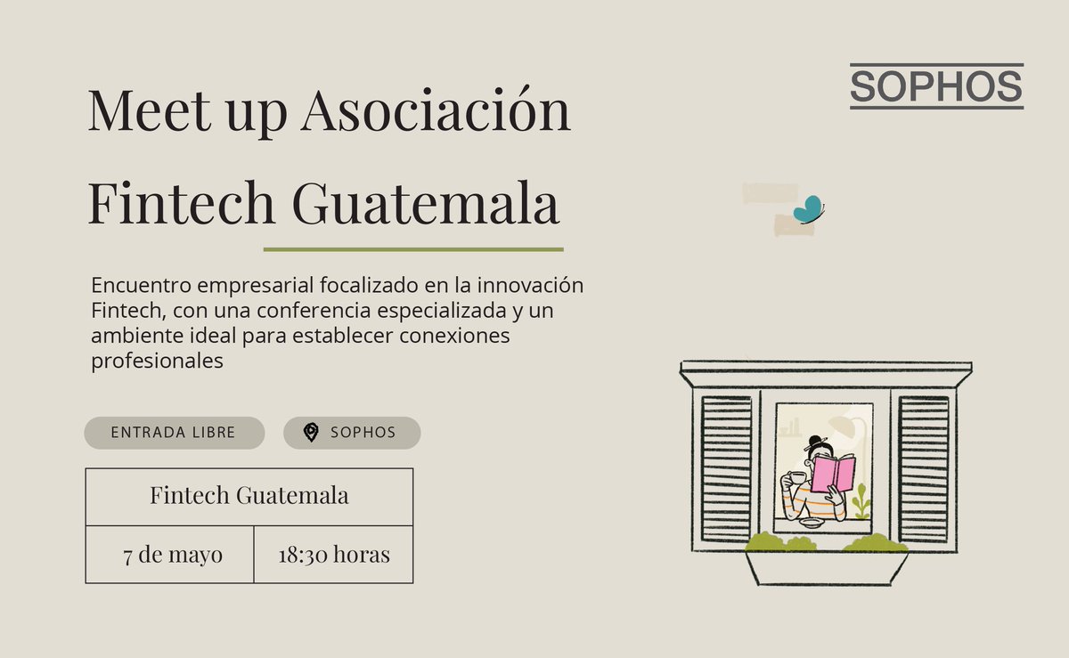 ¡Hoy es el Meet up de la Asociación Fintech Guatemala! Venga a un encuentro empresarial enfocado en la innovación Fintech, con una conferencia especializada y un ambiente perfecto para establecer conexiones profesionales. Lo esperamos a las 18:30 en SOPHOS. Entrada libre. 🌐📈