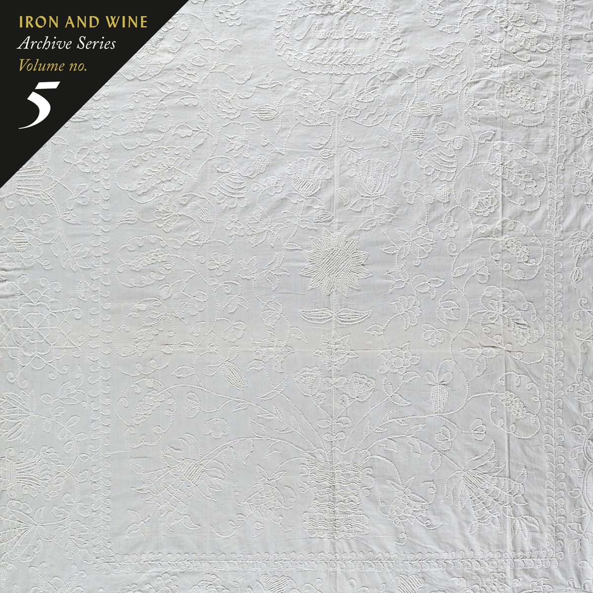 Iron & Wine's 'Archive Series Volume No. 5 : Tallahassee' was released today, back in 2021. The cover art for No. 5 features the 'Candlewick Spread' quilt, sewn by Maria Clark (1825–1840), American Folk Art Museum. Listen to 'Tallahassee' lnk.to/IWVol5 @subpop