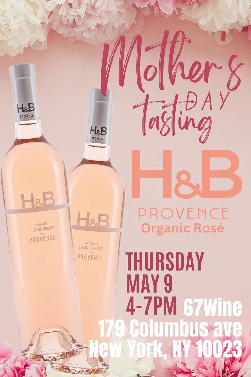 Join us! Mother's Day Rose Tasting (Free)  May 9th 4-7PM Details in link: mailchi.mp/67wine.com/tas… #wine #winelover #mothersday2024 #MothersDaySale #mothersdaygift #mothersdaygiftideas #rosewine #winetime #winetasting #upperwestside