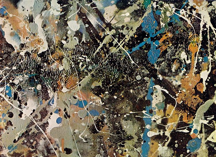 #JacksonPollock(1912-1956)Abstract painting IS abstract. It confronts you.There was a reviewer a while back who wrote that my pictures didn't have any BEGINNING or any END.He didn't mean it as a compliment,but it WAS. #AbstractExpressionism #DripTechnique #Fractals 🎨🖼️🖌️