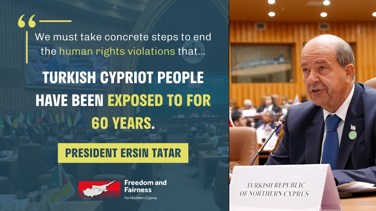 An important statement made by President @ErsinrTatar at the 15th Summit of the Organisation of Islamic Cooperation.

It is time all member states of the @OIC_OCI work in ending the unjust isolation of Turkish Cypriots.

#TRNC #KKTC