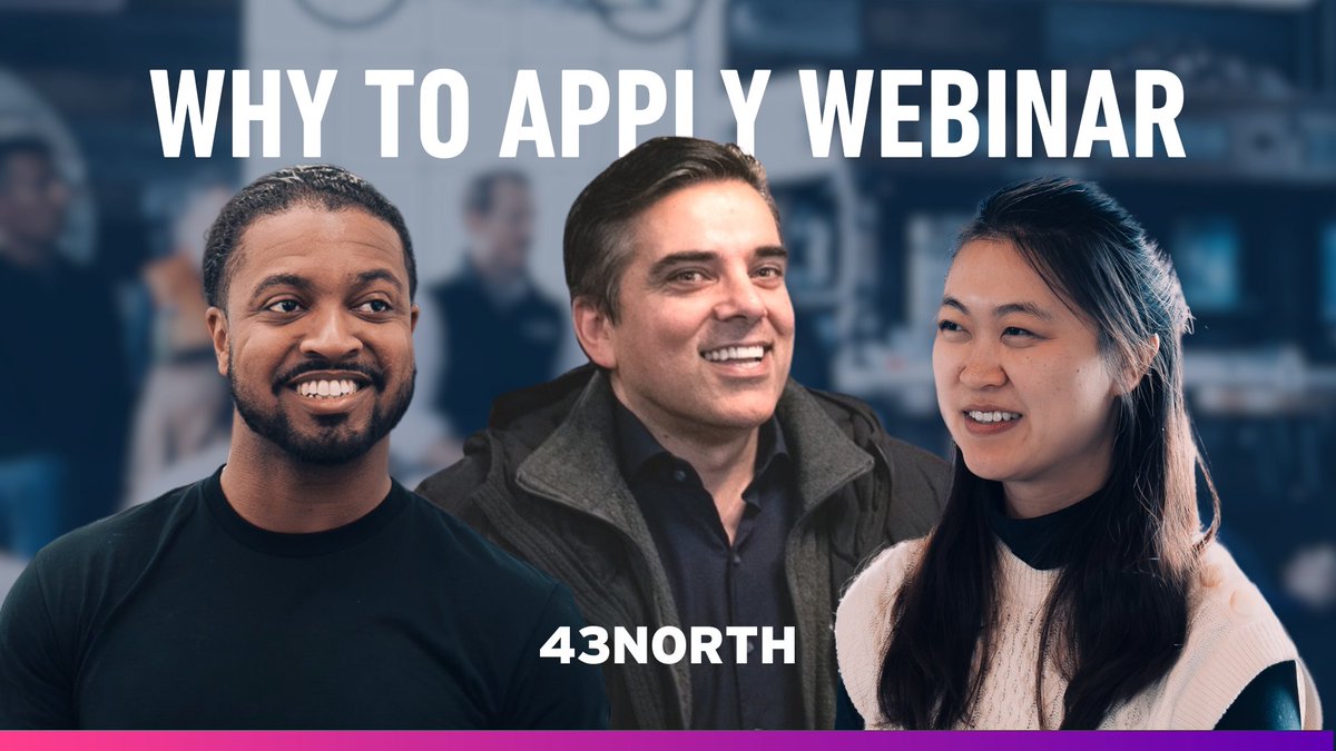 Our 'Why to Apply' webinar is kicking off at 11 AM EST! Don't miss your chance to chat with our alumni founders and selection team! REGISTER: 43North.zoom.us/webinar/regist…