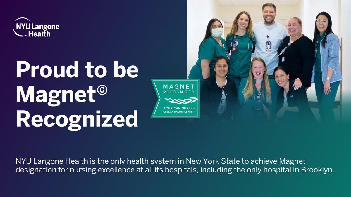 NYU Langone Health is proud to be the only health system in New York State to achieve Magnet designation for nursing excellence at all of its hospitals, including the only hospital in Brooklyn. Thank you to all of our nurses who have made this achievement possible! #NursesWeek