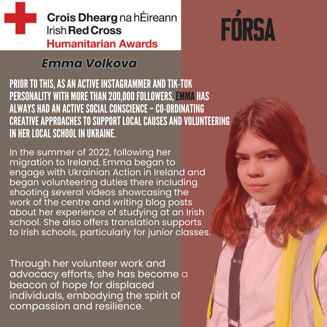 🌟 We're thrilled to announce the unveiling of the shortlist for the Irish Red Cross Humanitarian Awards 2024! 🏆 Today, we're spotlighting the remarkable nominees for the Young Humanitarian of the Year category proudly supported by @forsa_union_ie Please welcome: 1.Adam King