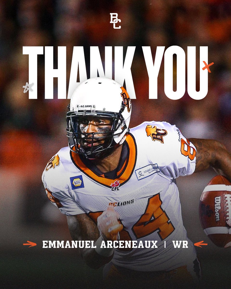 What a run it was. The #BCLions salute <a href="/mannyshow84/">Manny Arceneaux</a> on an outstanding career. 

The two-time <a href="/CFL/">CFL</a> All-Star is third on the club's all-time receiving list with 8,169 yards.

#ThankYouManny