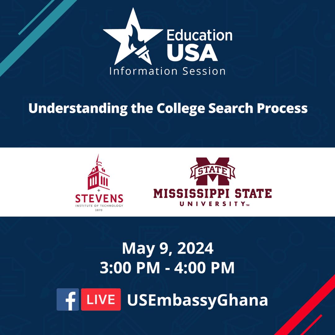Please make time to join this Facebook live event on Thursday, May 9 2024, from 3:00 pm to 4:00 pm. 

Watch the live event here: facebook.com/USEmbassyGhana

@USEmbassyGhana @educationusa #EducationUSA #educationusakumasi #studyinusa #StudyWithUS