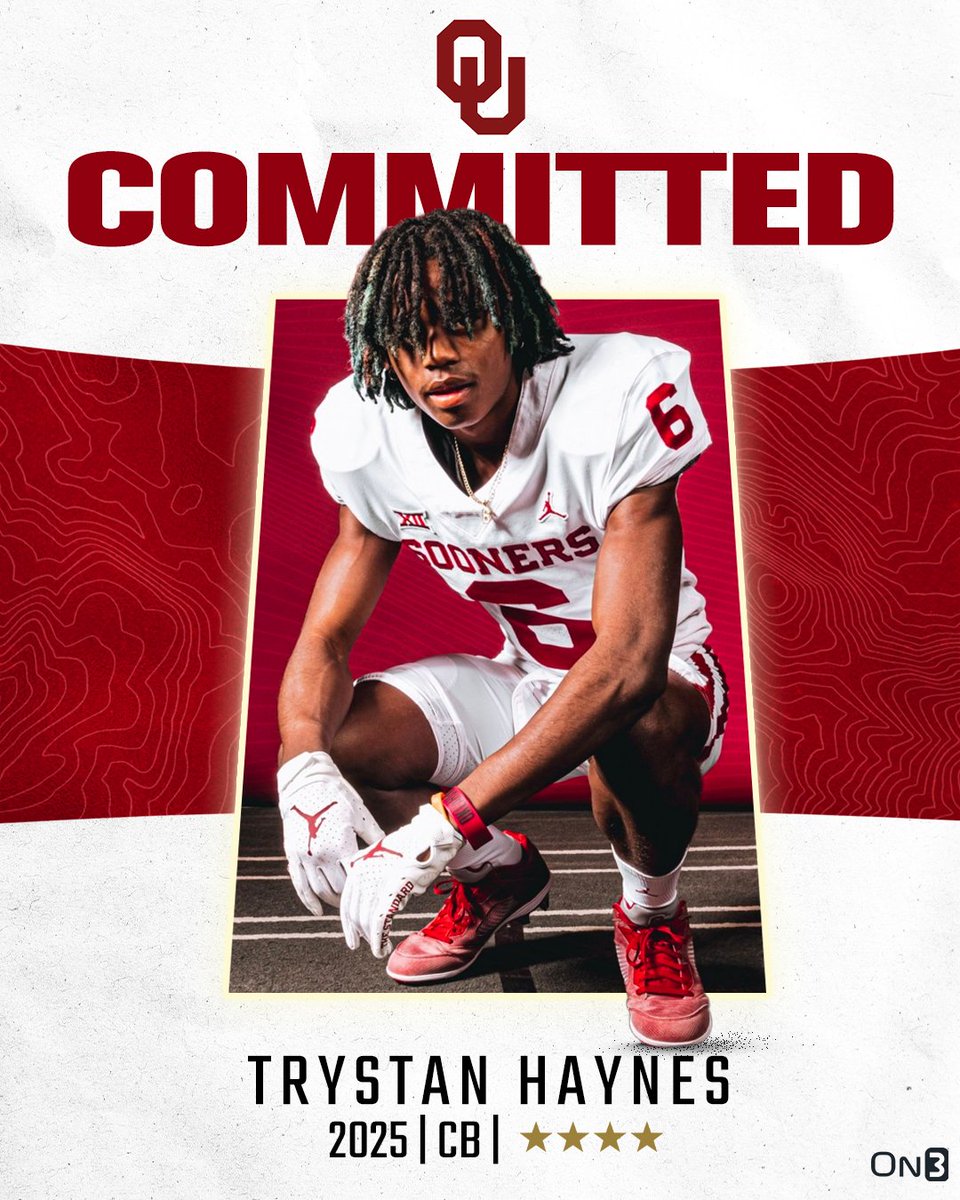 🚨BREAKING🚨 4-star CB Trystan Haynes has committed to Oklahoma⭕️ More from @ChadSimmons_: on3.com/college/oklaho…