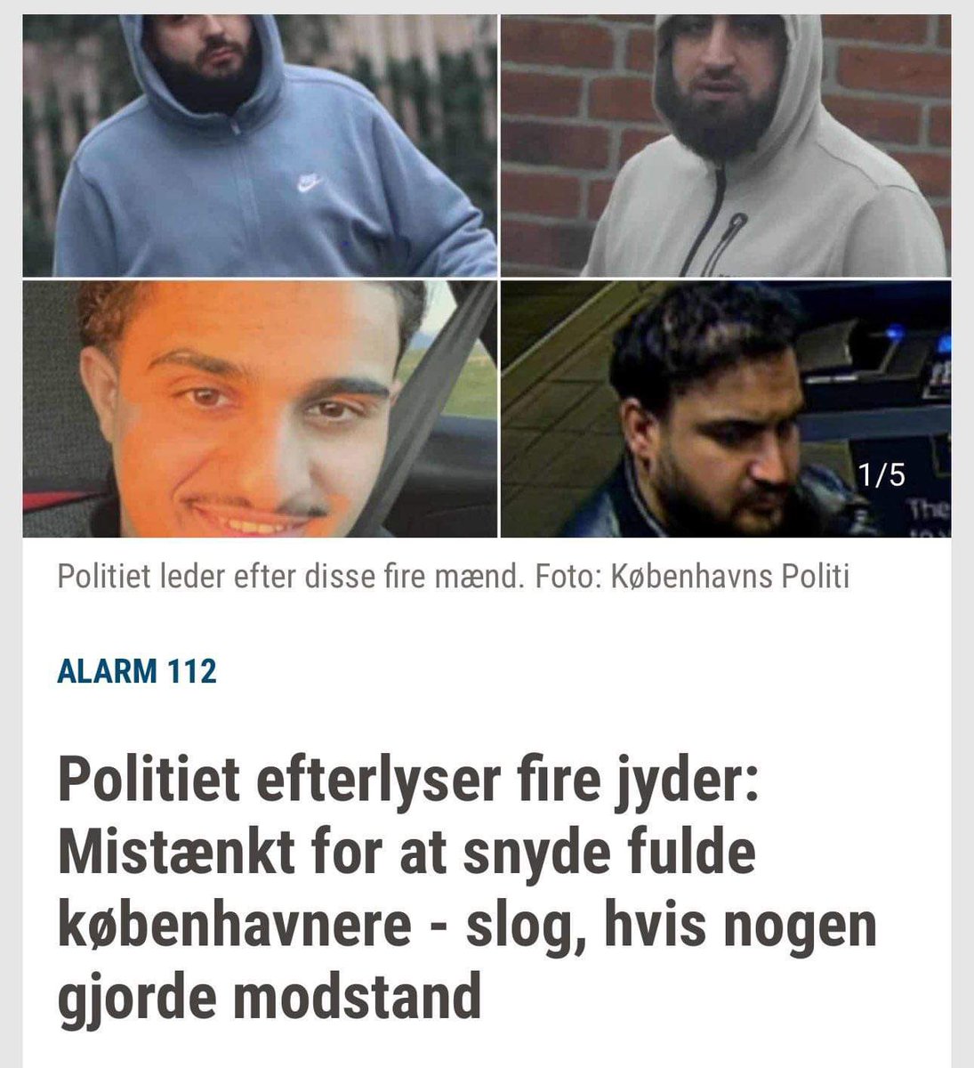 Politiet efterlyser “fire jyder” … 

🙃🙃🙃🙃🙃🙃🙃🙃🙃🙃

#dkpol #dkmedier