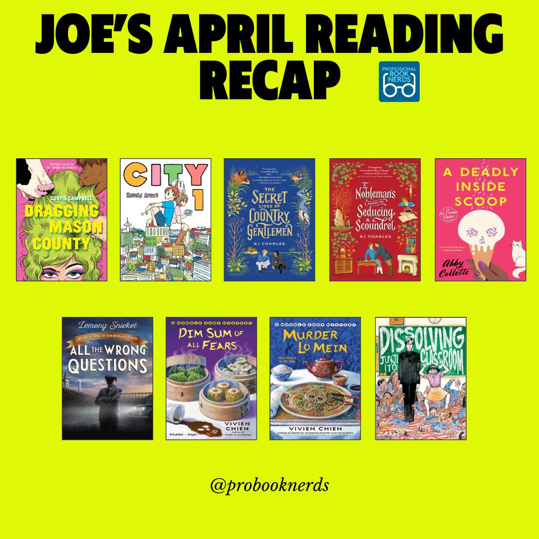 Joe's reading in April featured lots of graphic novels, romance, and cozy mystery! 🎨 ❤️ 🍵 How many books did you read in April?