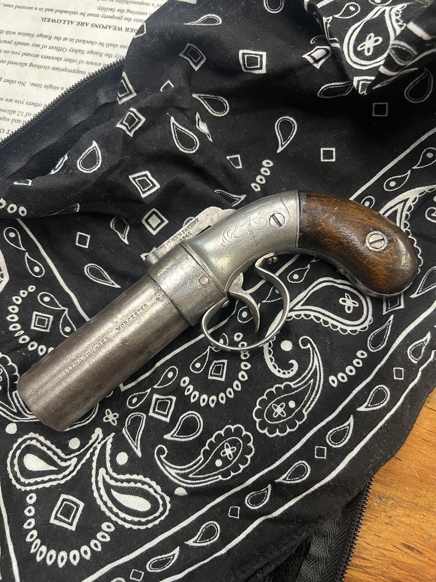 DefenseSentry's tweet photo. Cool antique came in today, one of the oldest double actions. Patent was 1845 and used percussion caps. #antique #collectable #sentry https://t.co/QylGljAfj1
