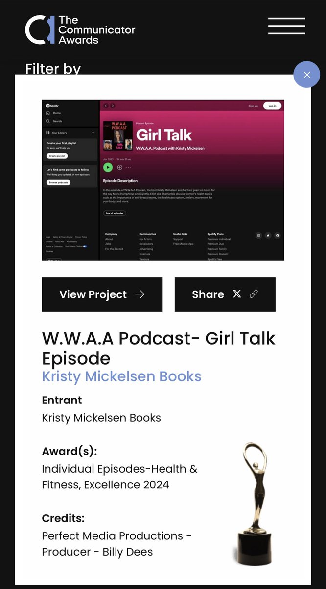 Such an honor! W.W.A.A. Podcast won a Communicator award of excellence! Thank you to @BillyDees who produces the podcast and thank you to Maria Humphreys @sbssforme & Shaman Isis @shamanisis for being awesome co-hosts for this episode!! You guys Rock!