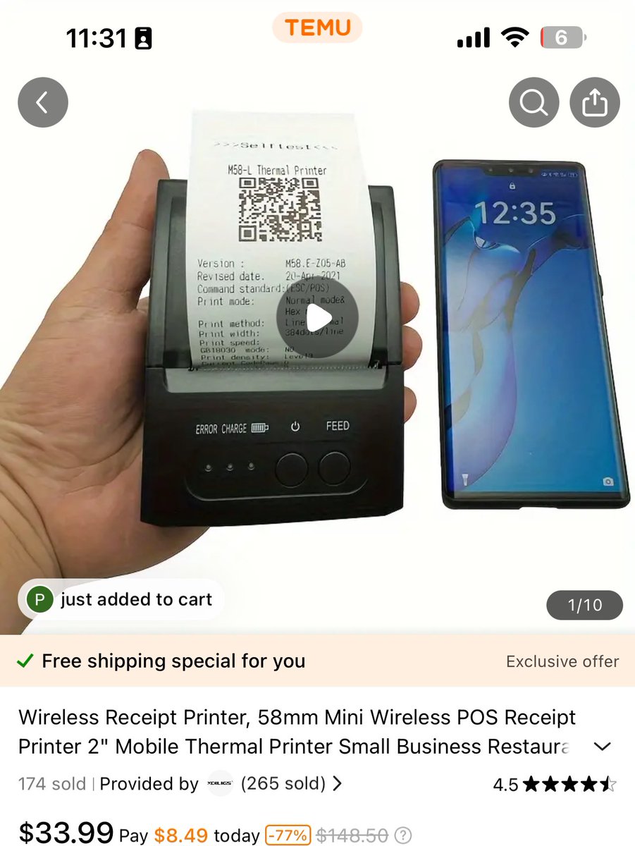 Mbu EFRIS equipment is expensive.🤔 This is an e-receipt printer. Connects wirelessly to your phone. Is rechargeable and fits in your pocket. Even a mutembeyi can use it. It costs about 130K UGX and is a 1 time purchase. This is the technology @KagutaMuseveni was talking about