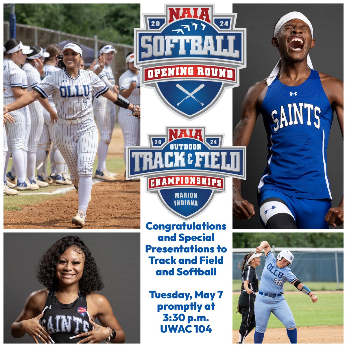 Join us as we congratulate our #OLLUTrackandField members and #OLLUSoftball team for making it to nationals! We will be making a special presentation, so don't miss it! #WingsUpSaints