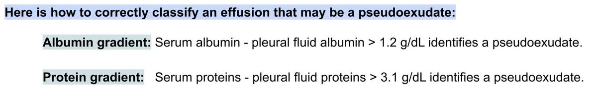 Light's criteria incorrectly categorizes a significant number of effusions as exudates. These exudative effusions with transudative etiologies are termed “pseudoexudates”.

Common causes include diuretic therapy, traumatic pleural taps, and coronary artery bypass grafting.