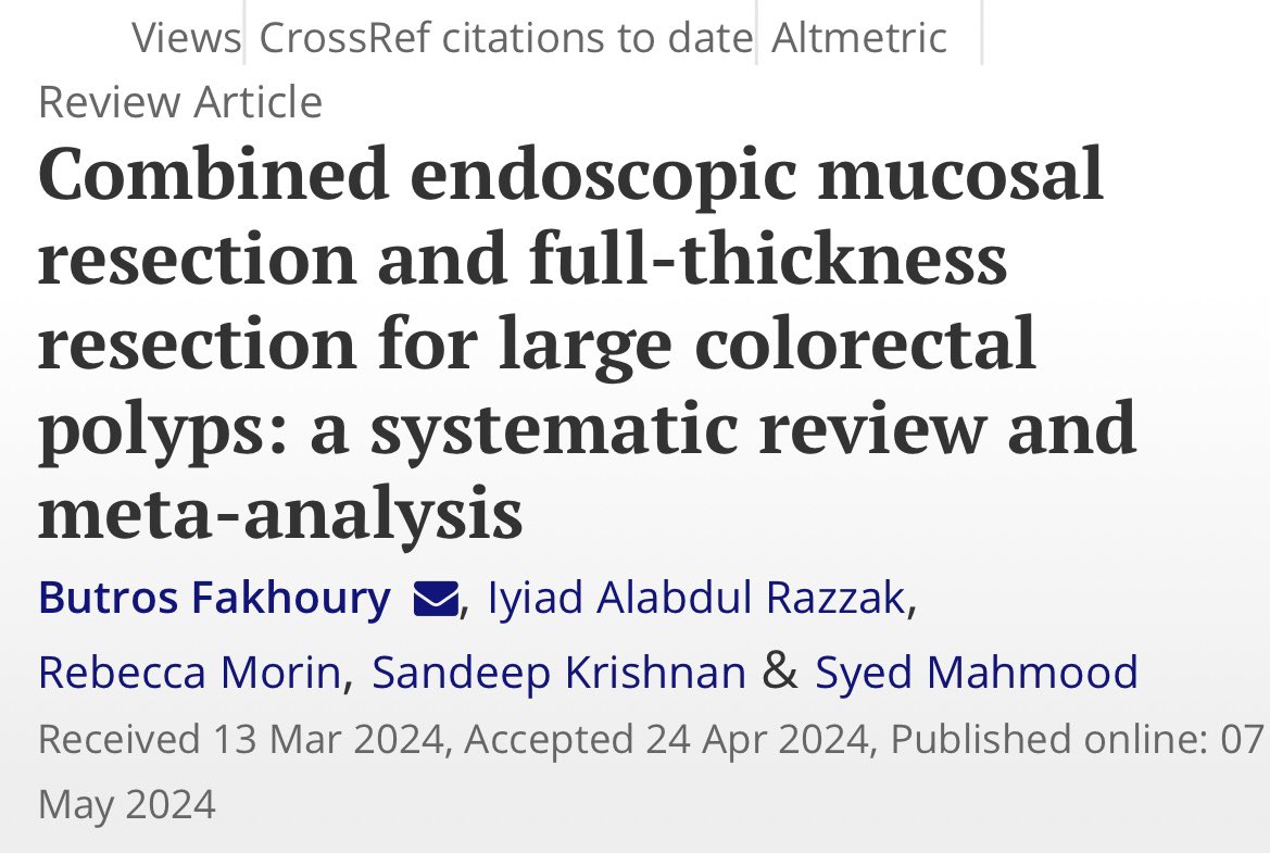 Congratulations to <a href="/butrosfakhoury/">Butros Fakhoury, MD</a> &amp; <a href="/Eyad_Razzak/">Eyad Abdulrazzak</a> on this meta-analysis delving into combined EMR/FTR for advanced tissue resection. Proud to be part of a team driving innovation in #AdvancedEndoscopy.

doi.org/10.1080/003655…

#AdvancedEndoscopy