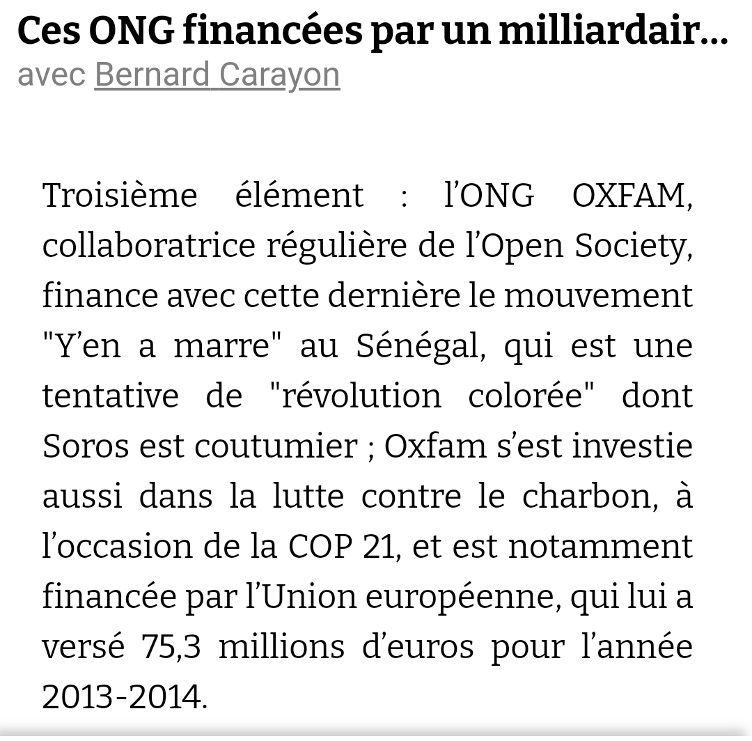 Manon Aubry a la mémoire courte, pas nous. Parlons Lobby, il fût un temps où elle était salariée d'OXFAM, vous savez, l'ONG financée par...Monsieur SOROS, oui, oui, vous avez bien lu, monsieur Soros,le milliardaire 
👇👇👇 

atlantico.fr/article/decryp…