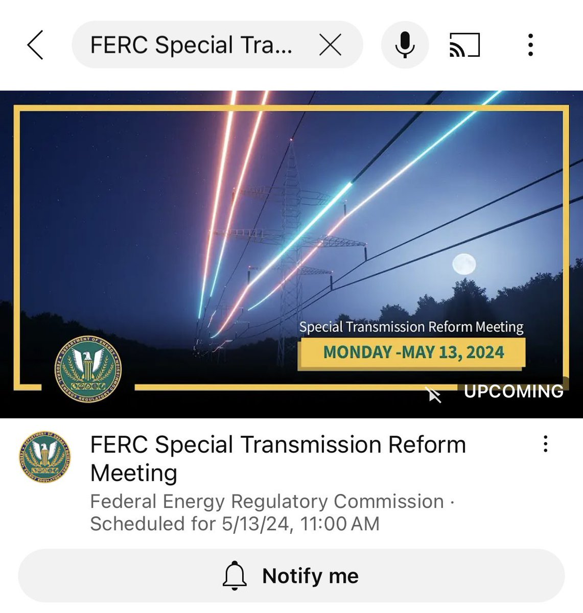 For those who imbibe… Special FERC Transmission Reform Meeting will be broadcast live on YouTube.